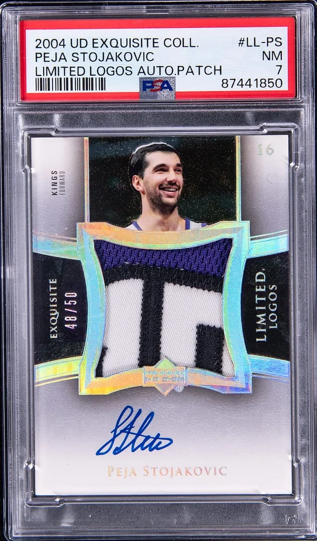 2004-05 Upper Deck Exquisite Collection Peja Stojakovic Limited Logos Autograph Patch #LL-PS card image