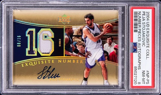 2004-05 Upper Deck Exquisite Collection Peja Stojakovic Number Piece Autographs #NP-PS card image