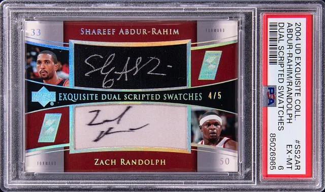 2004-05 Upper Deck Exquisite Collection Shareef Abdur-Rahim/Zach Randolph Dual Scripted Swatches #SS2AR card image
