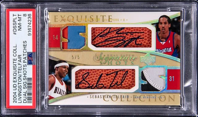 2004-05 Upper Deck Exquisite Collection Shaun Livingston/Sebastian Telfair Dual Signature Shots Patches #DSSP-LT card image