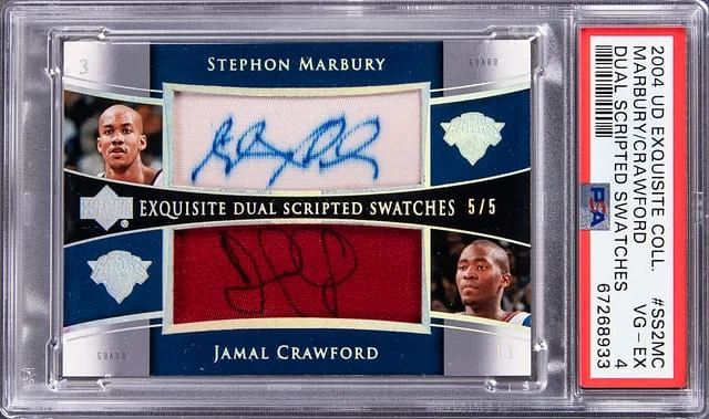 2004-05 Upper Deck Exquisite Collection Stephon Marbury, Jamal Crawford Dual Dual Scripted Swatches #SS2-MC card image
