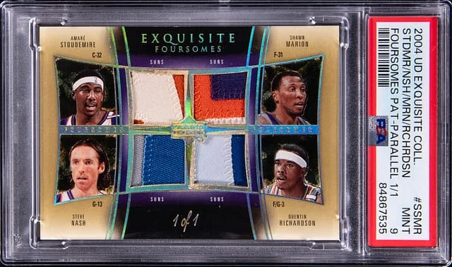 2004-05 Upper Deck Exquisite Collection Stoudemire/Nash/Marion/Richardson Foursome Patches Parallel #SSMR card image
