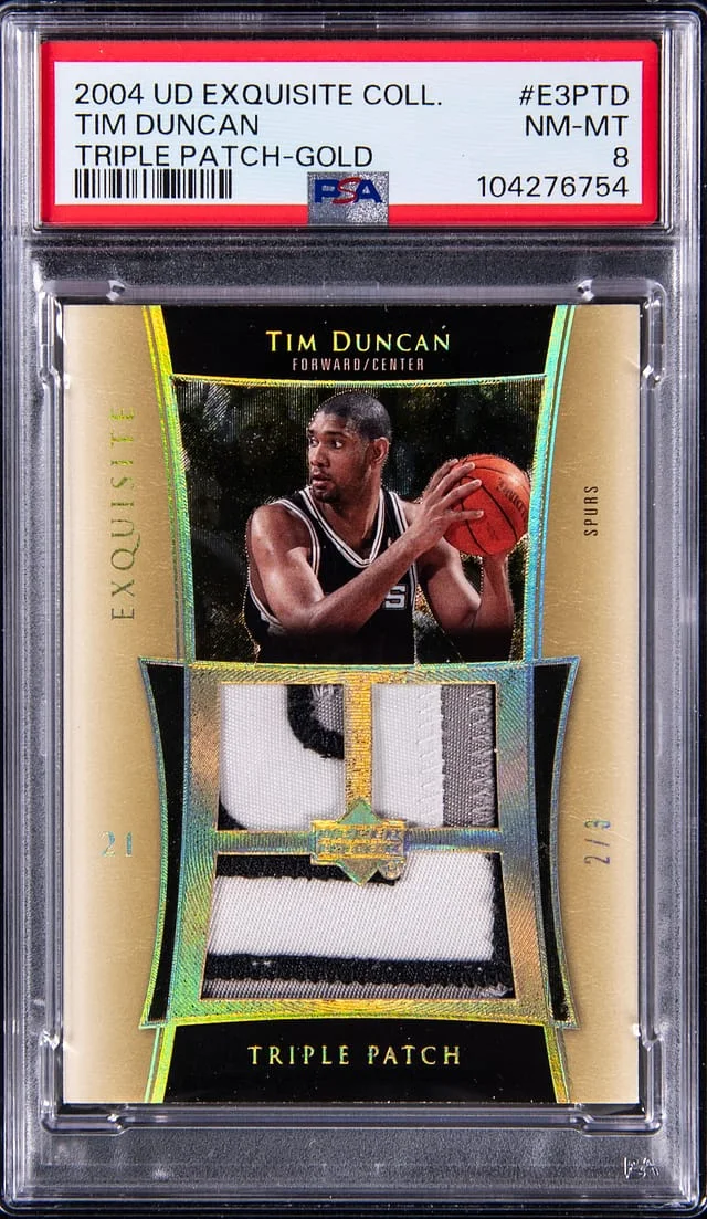 2004-05 Upper Deck Exquisite Collection Tim Duncan Game-Used Triple Patch Gold #E3P-TD card image