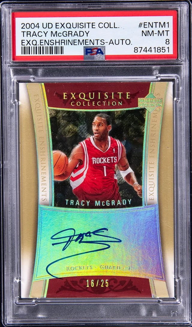 2004-05 Upper Deck Exquisite Collection Tracy McGrady Exquisite Enshrinements Autograph #ENTM1 card image