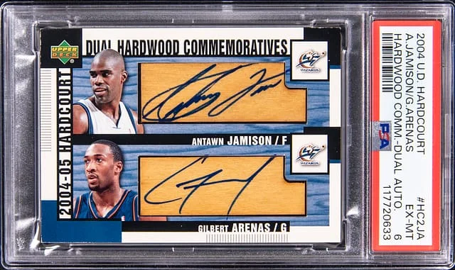 2004-05 Upper Deck Hardcourt Antawn Jamison/Gilbert Arenas Dual Hardwood Commemoratives #HC2JA card image