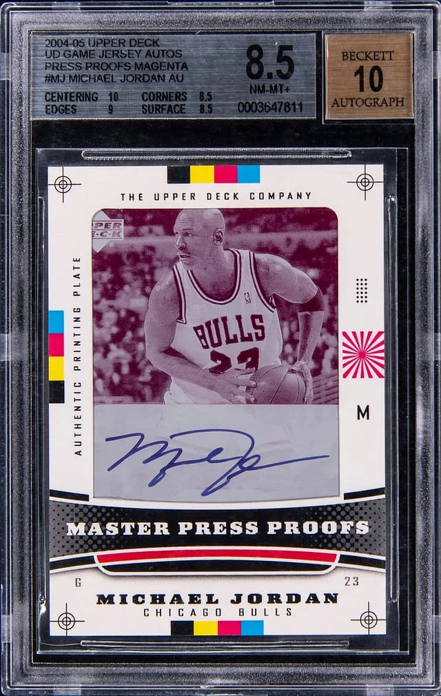 2004-05 Upper Deck Michael Jordan UD Game Jersey Autographs Press Proof Magenta #AGJ-MJ card image