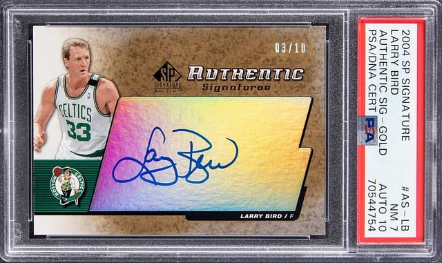 2004-05 Upper Deck SP Authentic Larry Bird Signature Gold #AS-LB card image