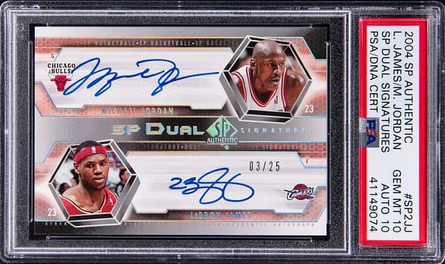 2004-05 Upper Deck SP Authentic Michael Jordan/LeBron James SP Dual Signatures #SP2-JJ card image