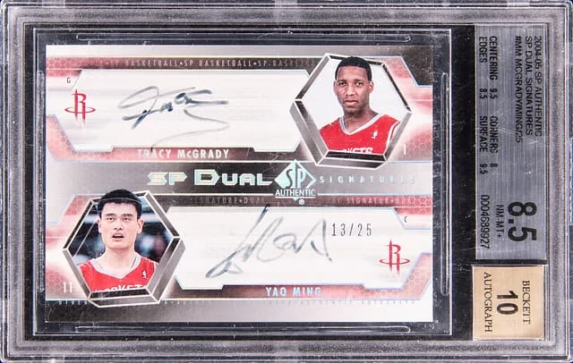 2004-05 Upper Deck SP Authentic Tracy McGrady/Yao Ming Dual SP Dual Signatures #SP2-MM card image
