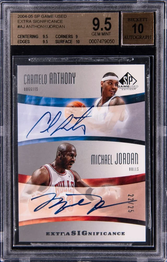 2004-05 Upper Deck SP Game Used Carmelo Anthony/Michael Jordan Extra Significance #XSIG-AJ card image