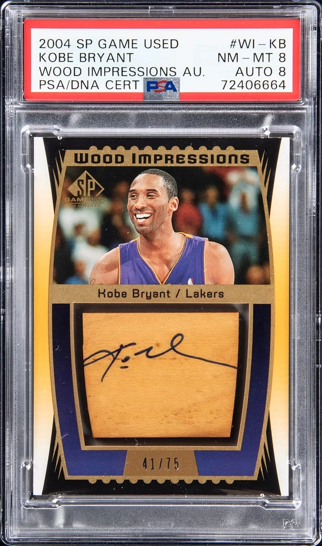 2004-05 Upper Deck SP Game Used Kobe Bryant Wood Impressions Autograph #WI-KB card image