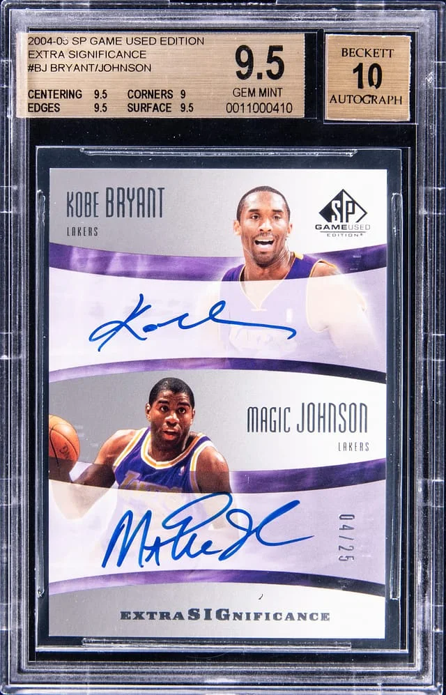 2004-05 Upper Deck SP Game Used Kobe Bryant/Magic Johnson Edition Extra Significance #XSIG-BJ card image