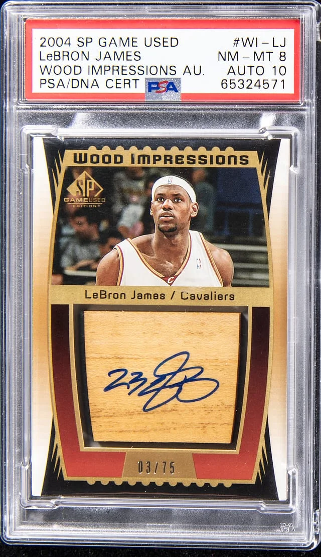 2004-05 Upper Deck SP Game Used LeBron James Wood Impressions Autograph #WI-LJ card image