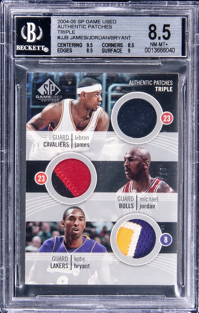 2004-05 Upper Deck SP Game Used LeBron James/Michael Jordan/Kobe Bryant Game-Used Authentic Patches Triple #AP3-JJB card image