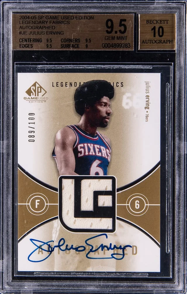 2004-05 Upper Deck SP Julius Erving Game-Used Edition Legendary Fabrics Autograph #ALF-JE card image
