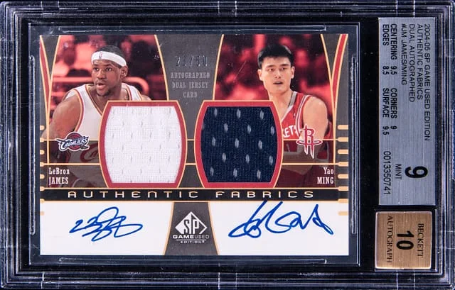 2004-05 Upper Deck SP LeBron James/Yao Ming Game-Used Edition Authentic Fabrics Dual Autographed #AAF2-JM card image