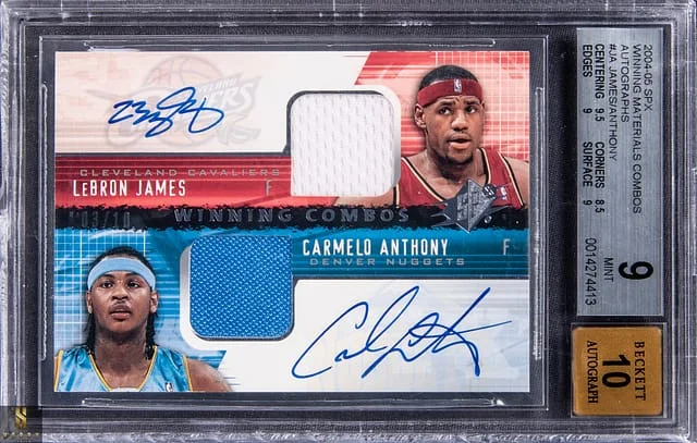 2004-05 Upper Deck SPx LeBron James/Carmelo Anthony Winning Materials Combos Autographs #WCA-JA card image