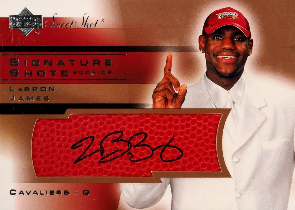 2004-05 Upper Deck Sweet Shot Lebron James Signature Shots Red #LJ card image