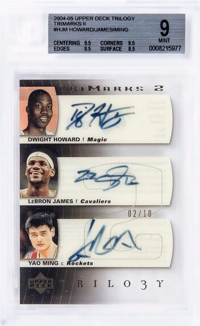 2004-05 Upper Deck Trilogy Dwight Howard/LeBron James/Yao Ming Triple Trimarks II #TN-HJM card image