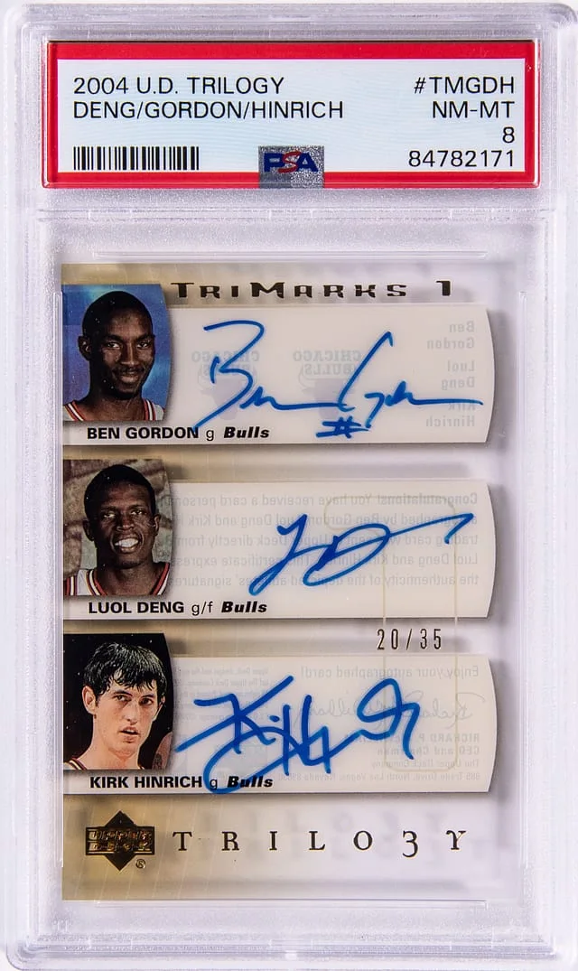 2004-05 Upper Deck Trilogy Gordon/Deng/Hinrich Multi-Signed Trimarks 1 #TMGDH card image