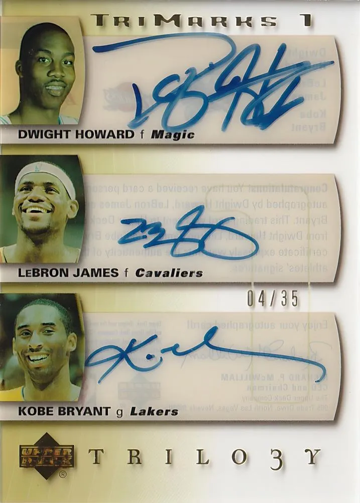 2004-05 Upper Deck Trilogy Lebron James TriMarks I #TM-HJB card image