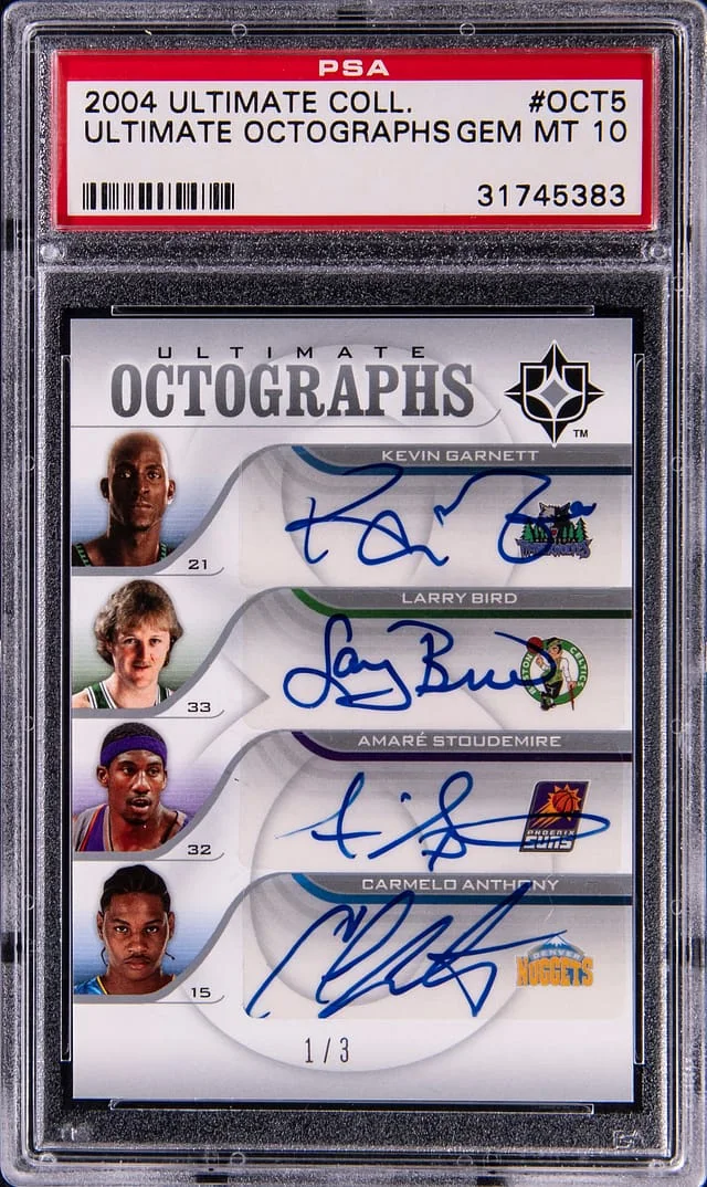 2004-05 Upper Deck Ultimate Collection Garnett/Bird/Stoudemire/Anthony/Kirilenko/King/Rodman/Howard Multi-Signed Octographs #OCT5 card image