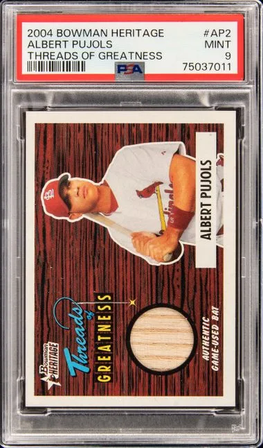 2004 Bowman Albert Pujols Game-Used Heritage Threads Of Greatness #TG-AP2 card image