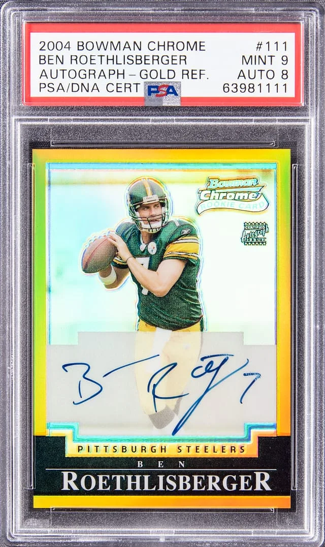 2004 Bowman Chrome Ben Roethlisberger Autograph Gold Refractor #111 card image