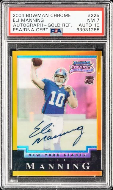 2004 Bowman Chrome Eli Manning Autograph-Gold Refractor #225 card image