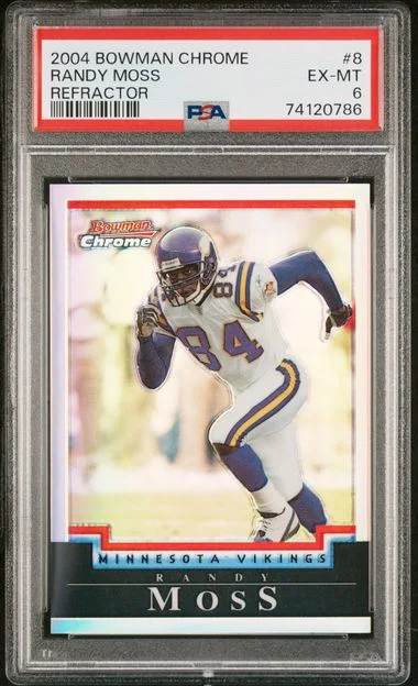 2004 Bowman Chrome Randy Moss Refractor #8 card image