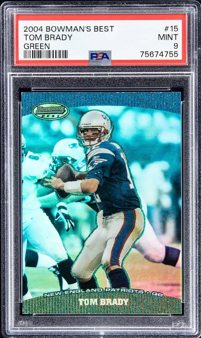 2004 Bowman's Best Tom Brady Green #15 card image