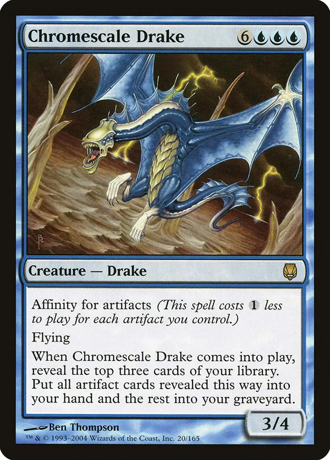 2004 Darksteel Chromescale Drake rare #20 unlisted card image