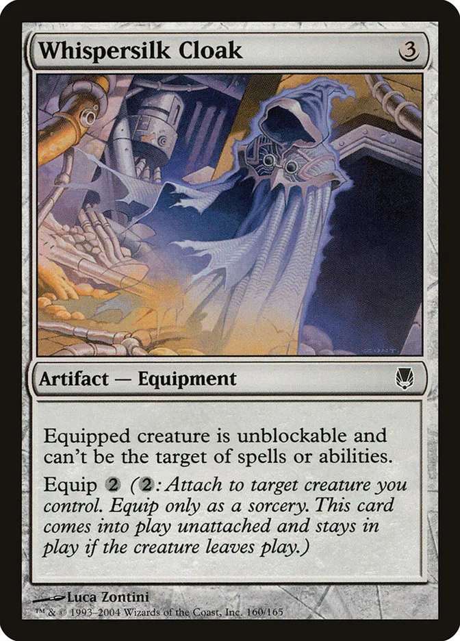 2004 Darksteel Whispersilk Cloak common #160 unlisted card image