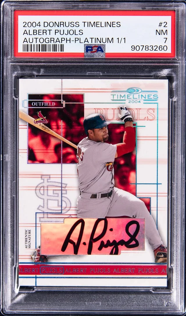 2004 Donruss Albert Pujols Timelines Autograph Platinum #2 card image