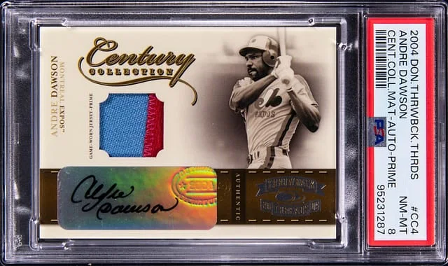 2004 Donruss Andre Dawson Throwback Threads Century Collection Material Autograph Prime #CC-4 card image