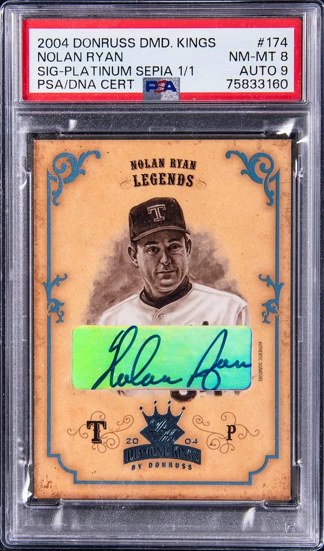 2004 Donruss Diamond Kings Nolan Ryan Signatures Platinum Sepia 1/1 #174 card image