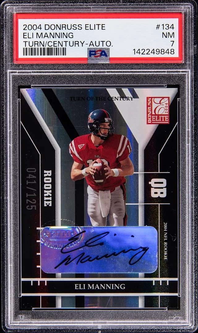 2004 Donruss Elite Eli Manning Turn Of The Century Autograph #134 card image