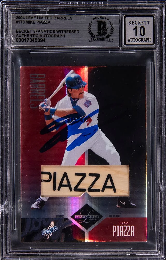 2004 Donruss Leaf Mike Piazza Limited Barrels #178 card image