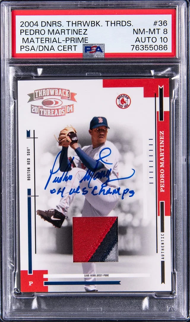 2004 Donruss Pedro Martinez Throwback Threads Material-Prime #36 card image
