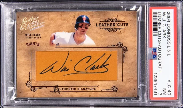 2004 Donruss Will Clark Leather & Lumber Lumber Lumber Cuts Autograph #LC-40 card image