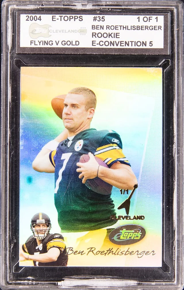 2004 eTopps E-Convention 5 Flying V Gold Ben Roethlisberger - eTopps Encapsulated #35 card image