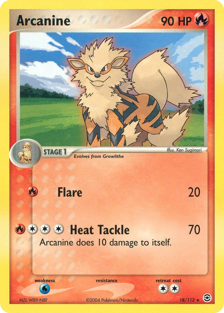2004 FireRed & LeafGreen Arcanine Rare #018/112 Rare card image