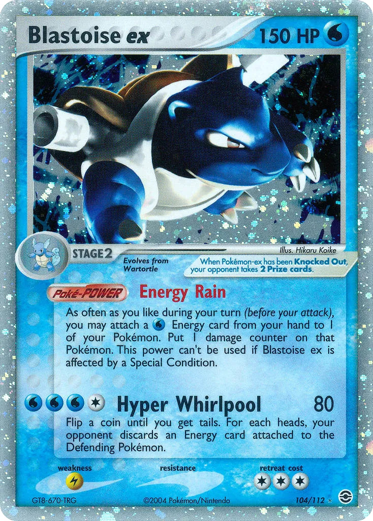 2004 FireRed & LeafGreen Blastoise ex #104/112 Rare Holo EX card image