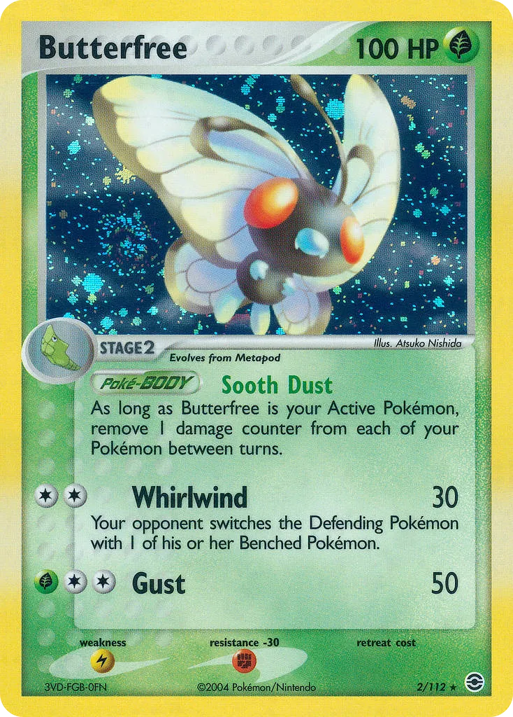 2004 FireRed & LeafGreen Butterfree #002/112 Rare Holo card image