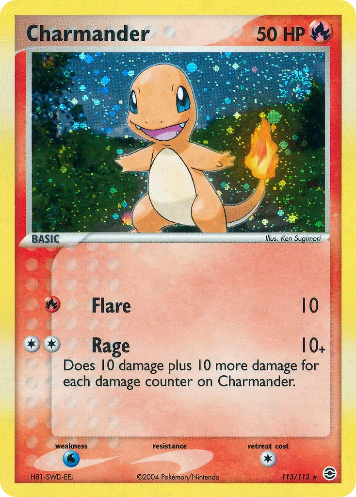 2004 FireRed & LeafGreen Charmander #113/112 Rare Secret card image