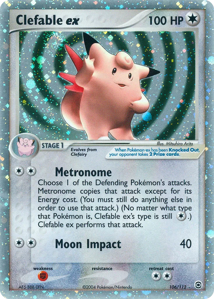 2004 FireRed & LeafGreen Clefable ex #106/112 Rare Holo EX card image