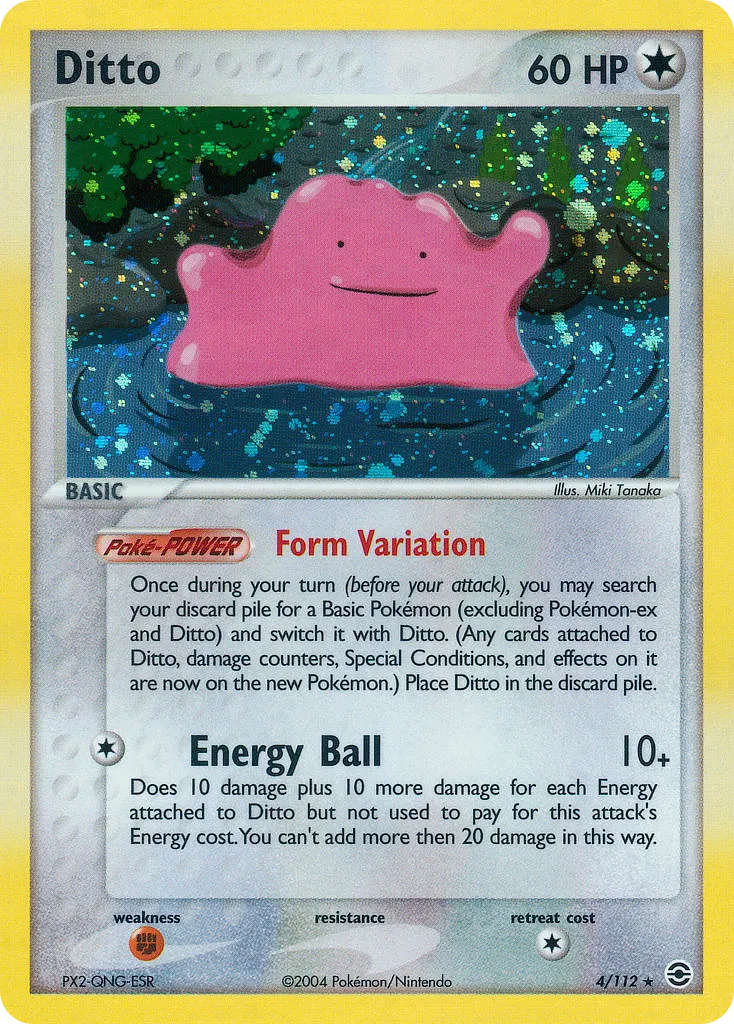 2004 FireRed & LeafGreen Ditto Rare Holo #004/112 Rare Holo card image