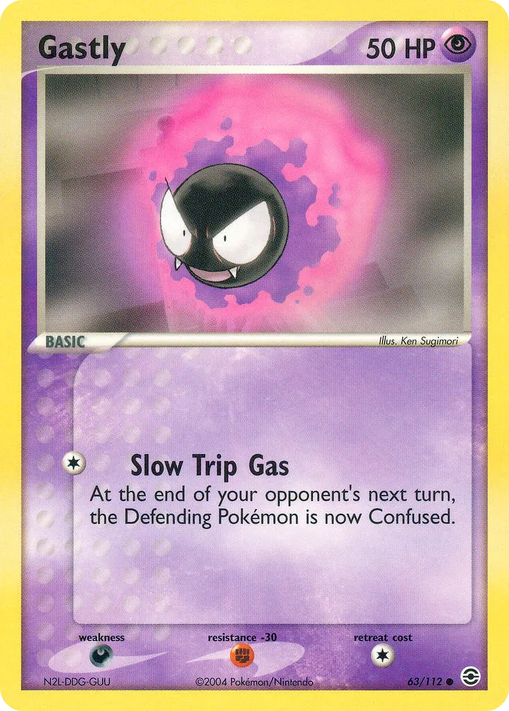 2004 FireRed & LeafGreen Gastly Common #063/112 Common card image