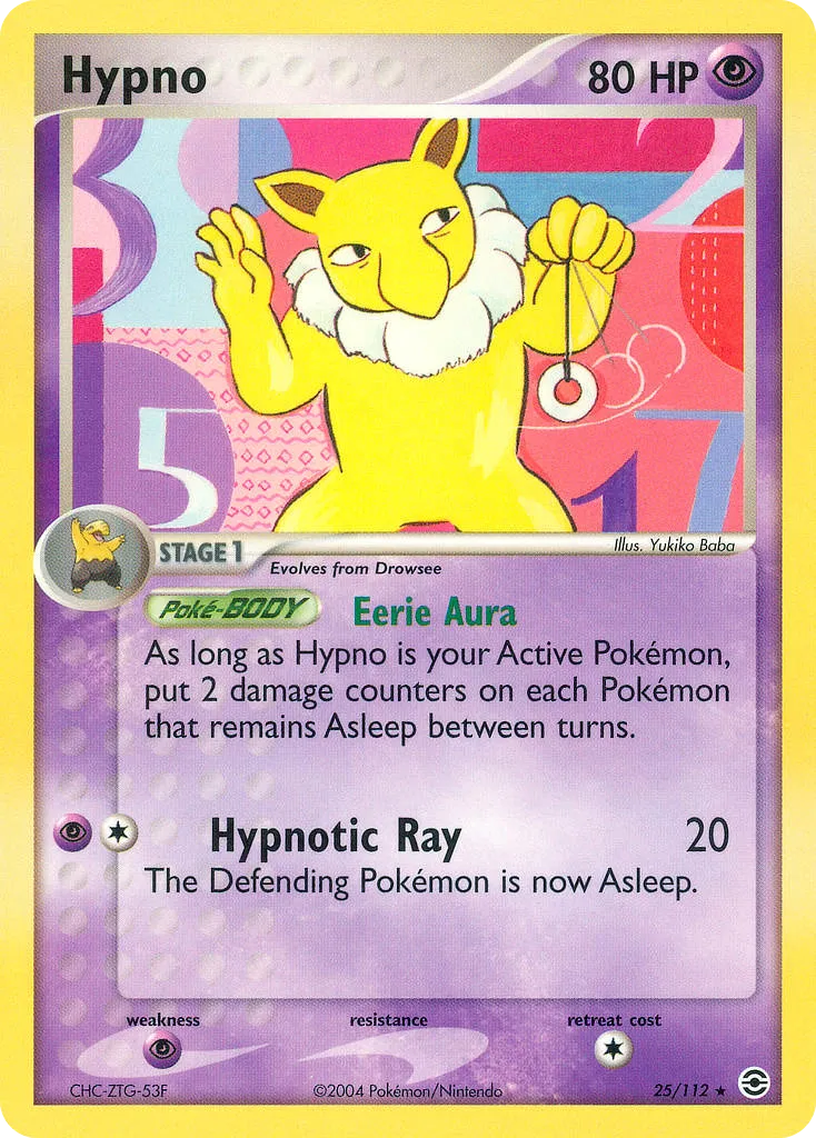 2004 FireRed & LeafGreen Hypno Rare #025/112 Rare card image