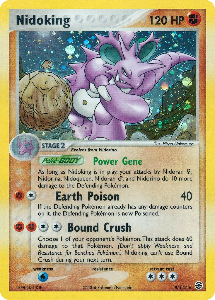 2004 FireRed & LeafGreen Nidoking #008/112 Rare Holo card image
